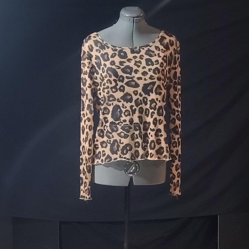 Leopard Print Long Sleeve See Through Top By Derek Heart Size Large